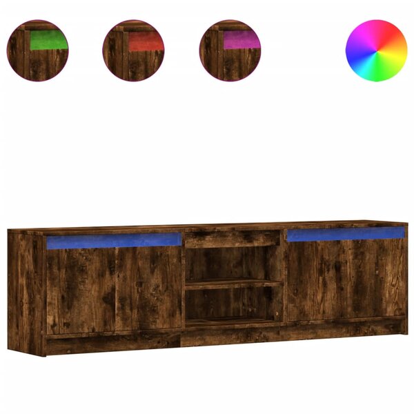 vidaXL Meuble TV avec LED chêne fumé 180x34x50 cm bois d'ingénierie