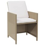 vidaXL Chaises à manger de jardin et coussins lot de 4 beige rotin