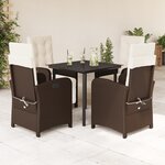 vidaXL Ensemble à manger de jardin 5 Pièces et coussins marron poly rotin