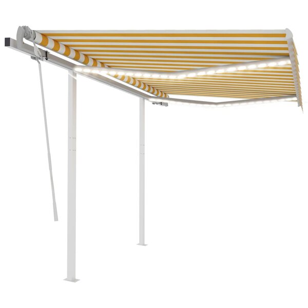 vidaXL Auvent manuel rétractable avec LED 3 5x2 5 m Jaune et blanc