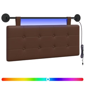 vidaXL Tête de lit suspendue Avec lumière LED Marron Simili cuir