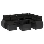 vidaXL Salon de jardin 8 Pièces avec coussins noir résine tressée