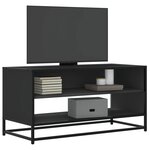 vidaXL Meuble TV noir 91x40x46 cm bois d'ingénierie et métal