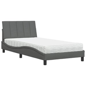 vidaXL Lit avec matelas Hanko gris foncé 100x200 cm tissu