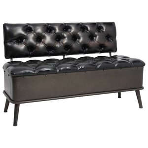 Banc banquette de rangement avec dossier 110 cm synthétique noir 02_0010890