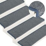 vidaXL Tapis d'escalier 30 pièces 65 x 21 x 4 cm Gris clair et bleu Bord rectangulaire