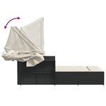 vidaXL Chaise longue double et auvent et coussins noir résine tressée