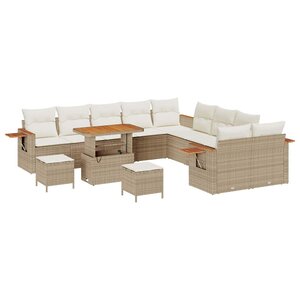 vidaXL Ensemble de canapé de jardin 17 Pièces Beige et crème polyrotin
