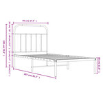 vidaXL Cadre de lit métal avec tête de lit noir 90x200 cm