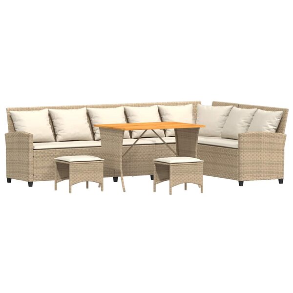 vidaXL Salon de jardin avec coussins forme de L 4 Pièces beige polyrotin