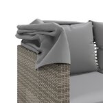 vidaXL Canapé de jardin 3 places avec auvent et tabourets gris rotin