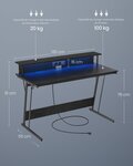 Bureau gaming avec led et multiprise table gamer bureau informatique avec rehausseur d’écran pour 2 ordinateurs pour chambre 12_0004635