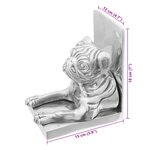 Serre-livres vidaXL 2 Pièces Argent 12x15x18 cm Aluminium Chien