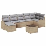 vidaXL Ensemble de canapé de jardin 8 Pièces Beige Poly rotin