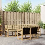 vidaXL Ensemble de canapés d'extérieur 7 Pièces Blanc et Beige
