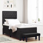vidaXL Lit à ressorts avec matelas Noir 100 x 200 cm Velours