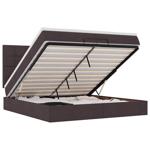 VidaXL Cadre de lit ottoman avec matelas marron foncé 200x200 cm tissu