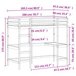 vidaXL Lit superposé sans matelas blanc 90x200 cm bois de pin massif