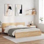 vidaXL Cadre de lit avec LED sans matelas chêne sonoma 200x200 cm
