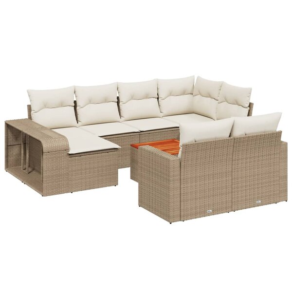 vidaXL Salon de jardin 11 Pièces avec coussins beige résine tressée