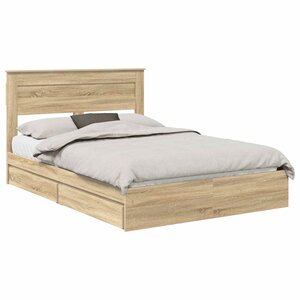 vidaXL Lit de Rangement Chêne Sonoma 150 x 200 cm Bois d'ingénierie