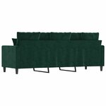vidaXL Canapé à 3 places Vert foncé 180 cm Velours