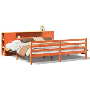 vidaXL Lit bibliothèque sans matelas cire marron 180x200 cm pin massif