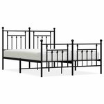 vidaXL Cadre de lit métal sans matelas avec pied de lit noir 150x200cm