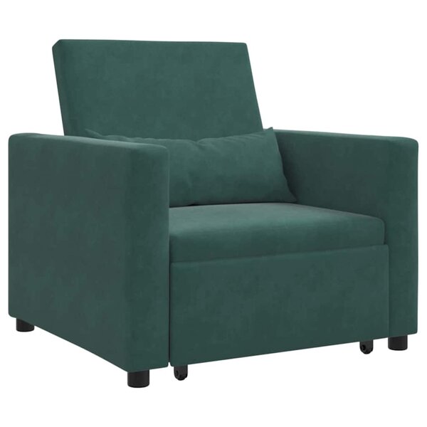 vidaXL Canapé Lit Simple Vert foncé 90 x 165 x 87 cm Velours