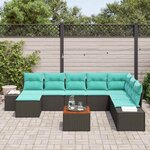 vidaXL Ensemble de canapé de jardin 9 Pièces Noir et turquoise