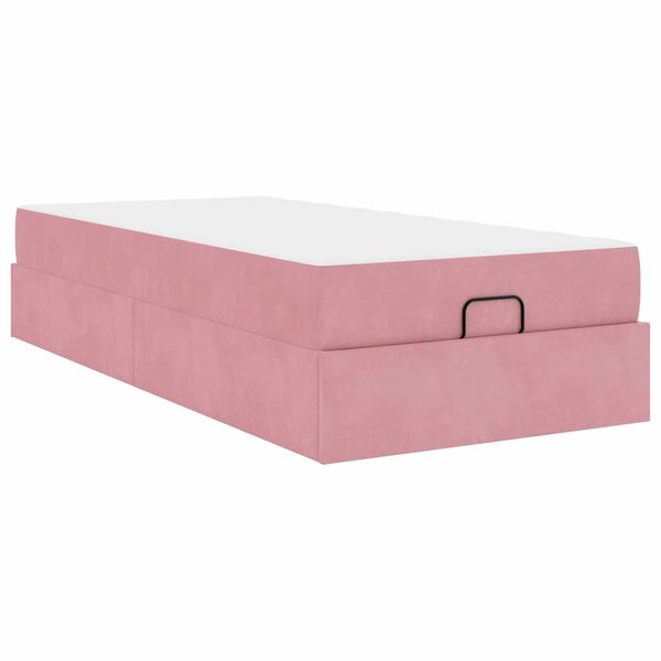 vidaXL Cadre de lit avec matelas Rose 100 x 200 cm Velours