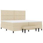 vidaXL Lit à ressorts avec matelas Crème 200 x 200 cm tissu