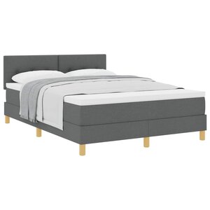 vidaXL Lit à ressorts avec coussin Gris foncé 140 x 200 cm tissu