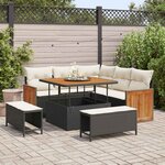 vidaXL Ensemble de canapé de jardin avec coussin 8 Pièces Noir et Crème