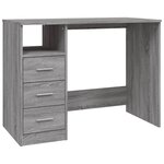 Bureau table poste de travail meuble d'ordinateur informatique étude avec tiroirs sonoma 102 x 50 x 76 cm bois d'ingénierie gris 02_0023474