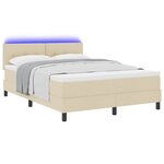 vidaXL Lit à ressorts avec matelas avec LED Crème 140 x 190 cm tissu