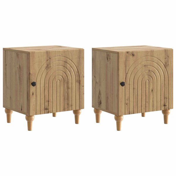 vidaXL Cabinet de chevet 2 Pièces Chêne artisanal 43 x 34 5 x 50 cm