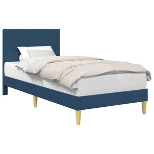 vidaXL Cadre de lit avec tête de lit Bleu 90 x 190 cm Tissu