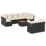 vidaXL Salon de jardin 10 Pièces avec coussins noir résine tressée
