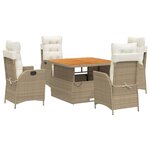 vidaXL Ensemble à manger de jardin avec coussins 5Pièces Beige poly rotin