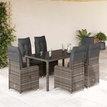 vidaXL Ensemble de bistro de jardin 7 Pièces coussins gris poly rotin