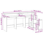 vidaXL Bureau et lumières LED chêne fumé 200x104x91cm bois ingénierie