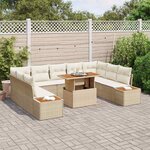 vidaXL Ensemble de salle à manger pour jardin 10 Pièces Beige et crème