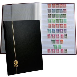 PERFECTA : Classeur fixe pour timbres (Grand modèle-Pages Blanches-16p. Noir)