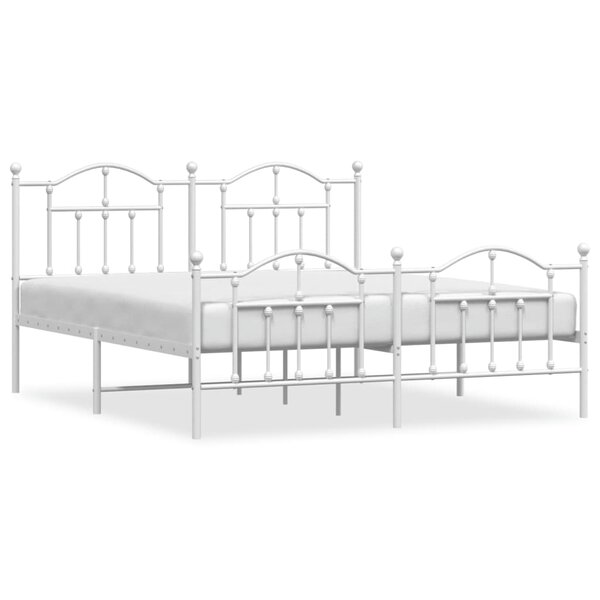 vidaXL Cadre de lit métal avec tête de lit/pied de lit blanc 160x200cm