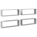 vidaXL Étagères cube murales 4 Pièces gris béton bois d'ingénierie