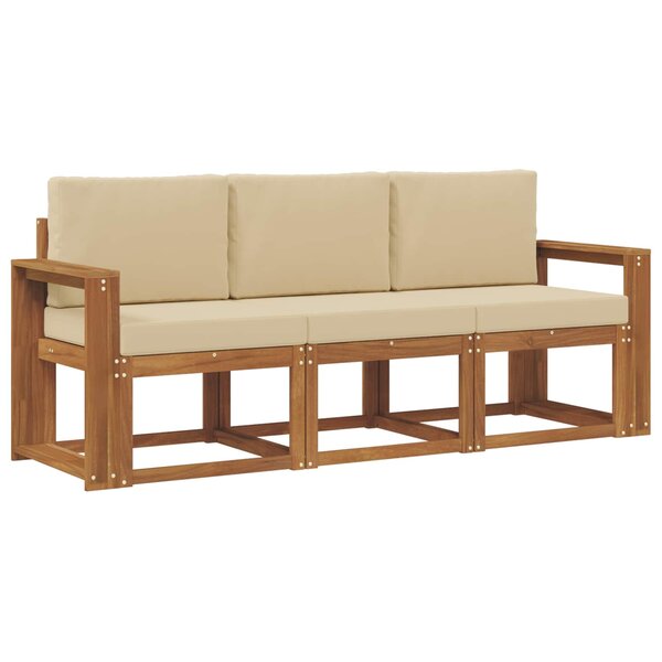 vidaXL Ensemble de canapés d'extérieur 3 pc Naturel et Beige