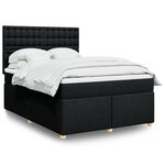 vidaXL Sommier à lattes de lit avec matelas Noir 140x190 cm Tissu