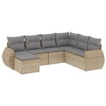 vidaXL Salon de jardin avec coussins 7 Pièces beige résine tressée