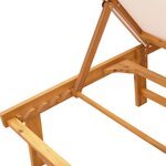 vidaXL Chaise longue et table crème bois d'acacia solide et textilène